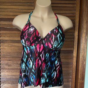 Swimsuits for All women's multi colored tankini style top-Size 14